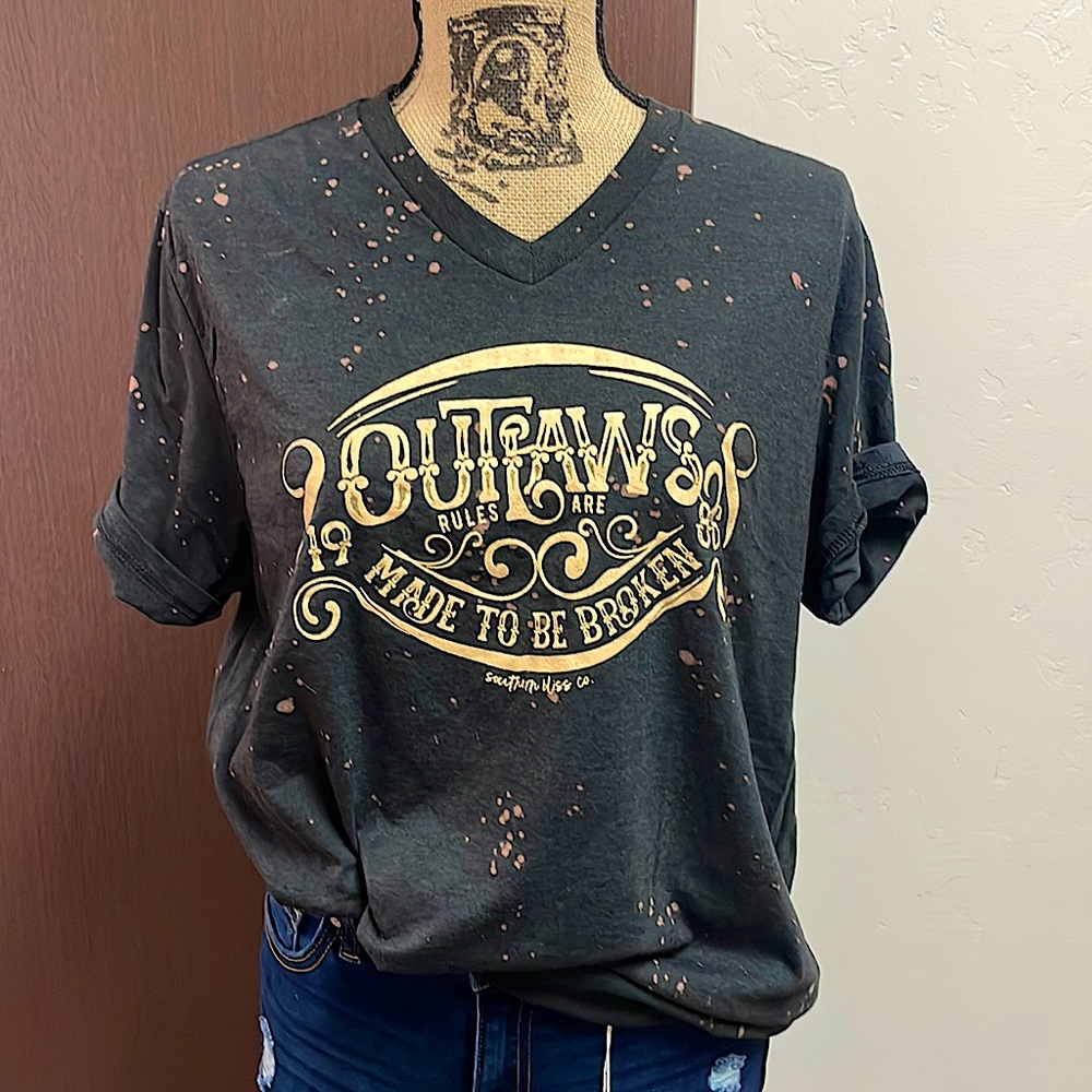 Southern bliss company bleach spotted heather black T-shirt